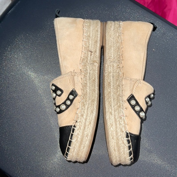 Sam Edelman 7.5 espadrilles tan, pearl & dark navy - Picture 2 of 6